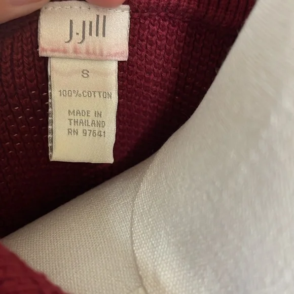J. Jill Women’s Red Waffle Knit Collared Button Sweater Size Small - Picture 5 of 6